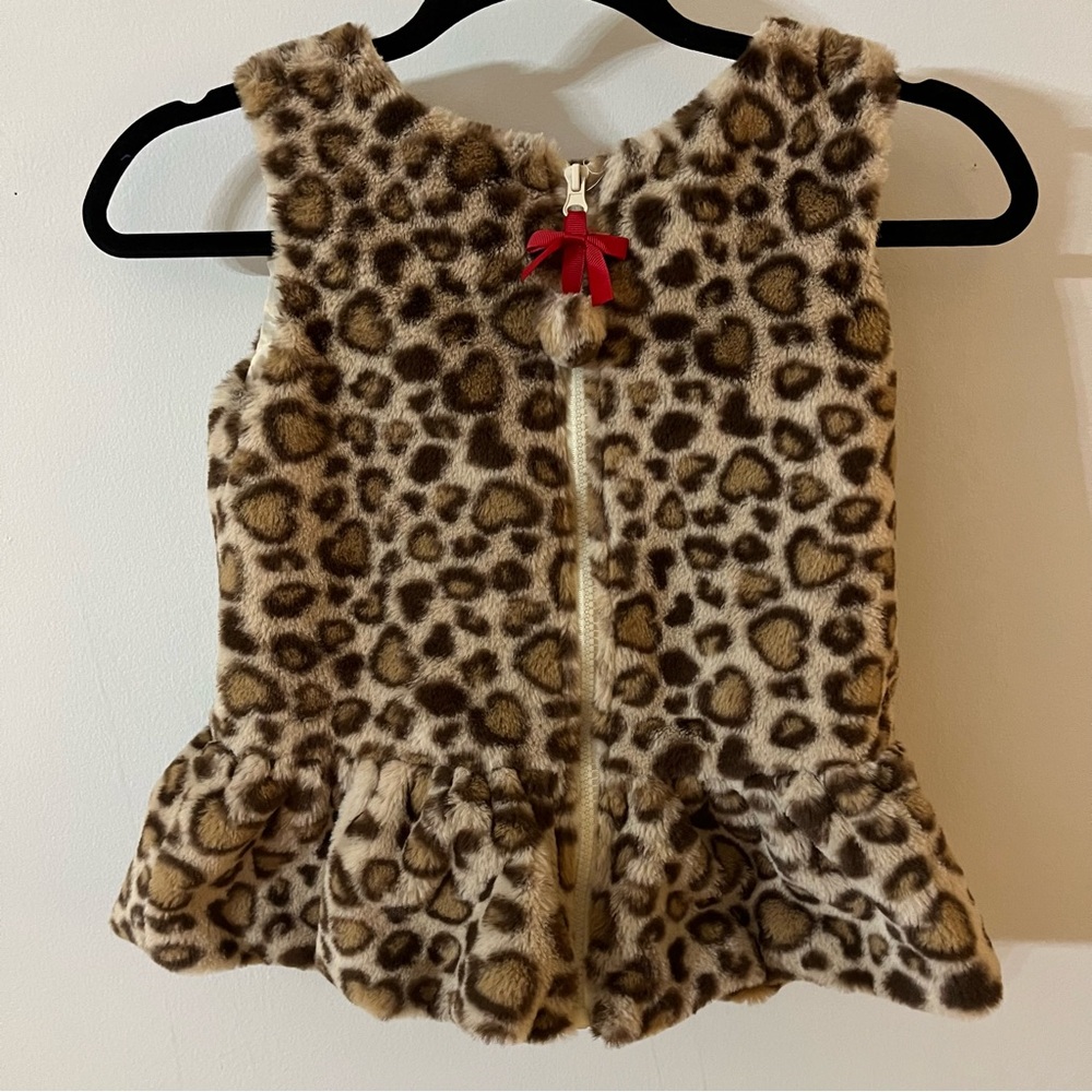 Rachel Zoe Faux Fur Leopard Vest Girls Size 7